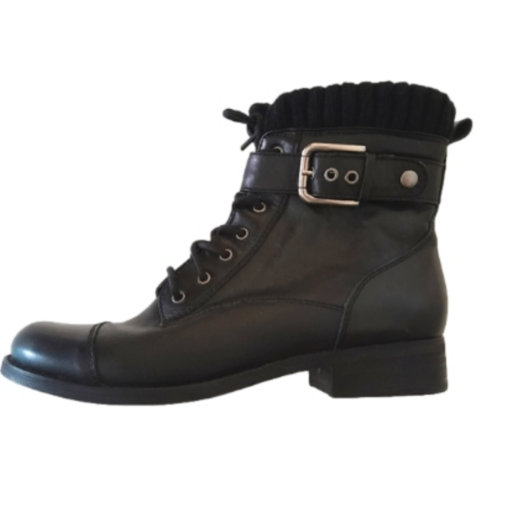 ARTURO CHAING MOTO Winter Leather Ankle Boots/ Knit cuffs Sz 7.5